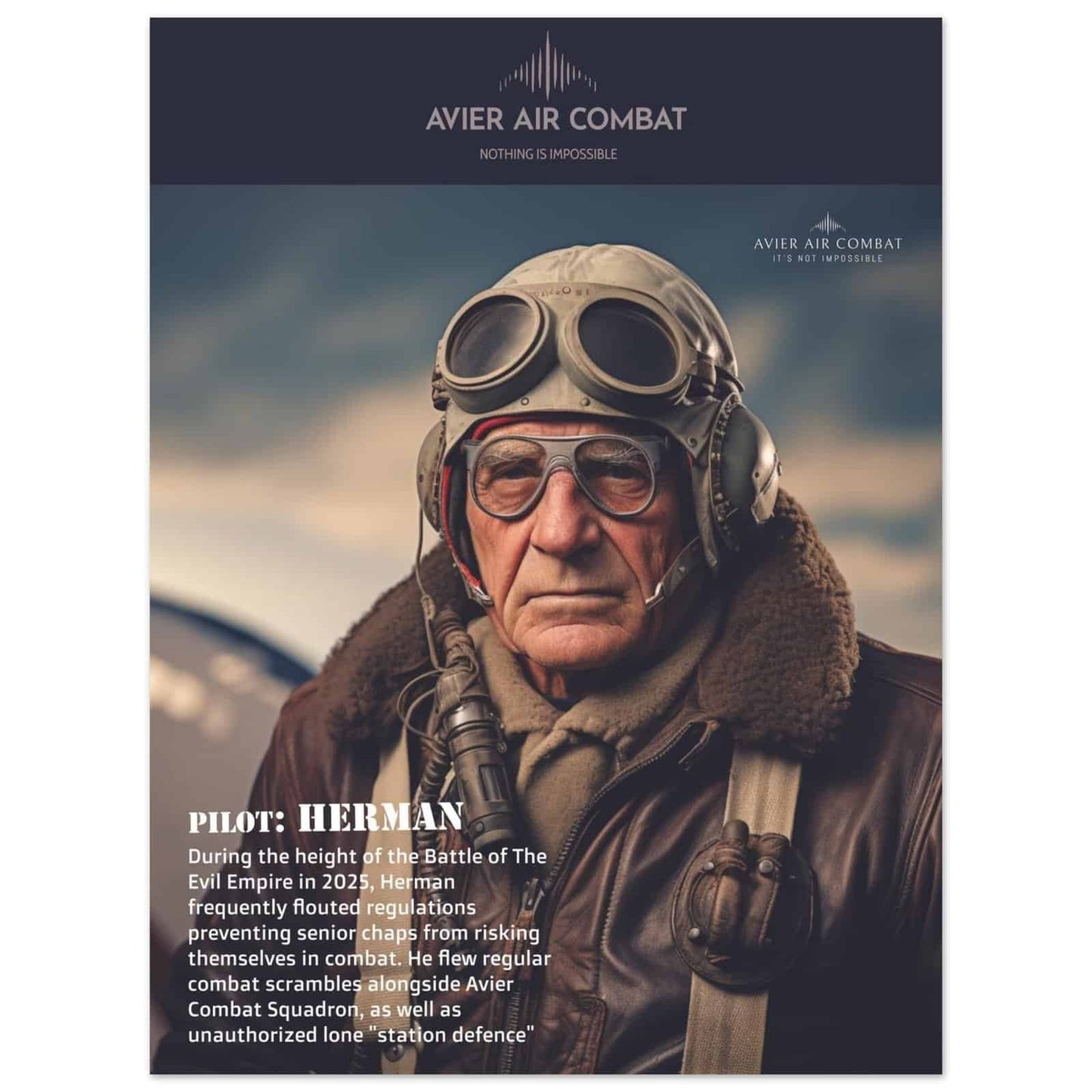 Avier Pilot : Herman : Premium Matte Paper Poster 45x60 cm / 18x24″ image 0
