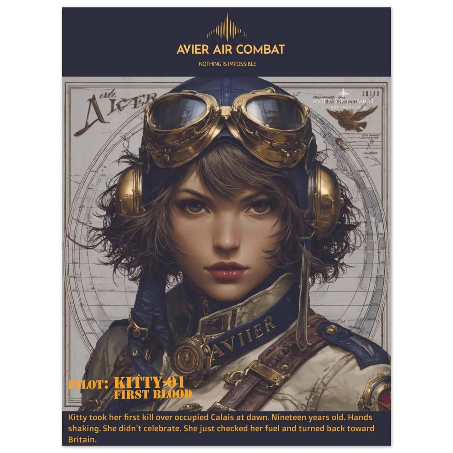 Avier Pilot : Kitty-01-First Blood : Premium Matte Paper Poster 45x60 cm / 18x24″ image 0