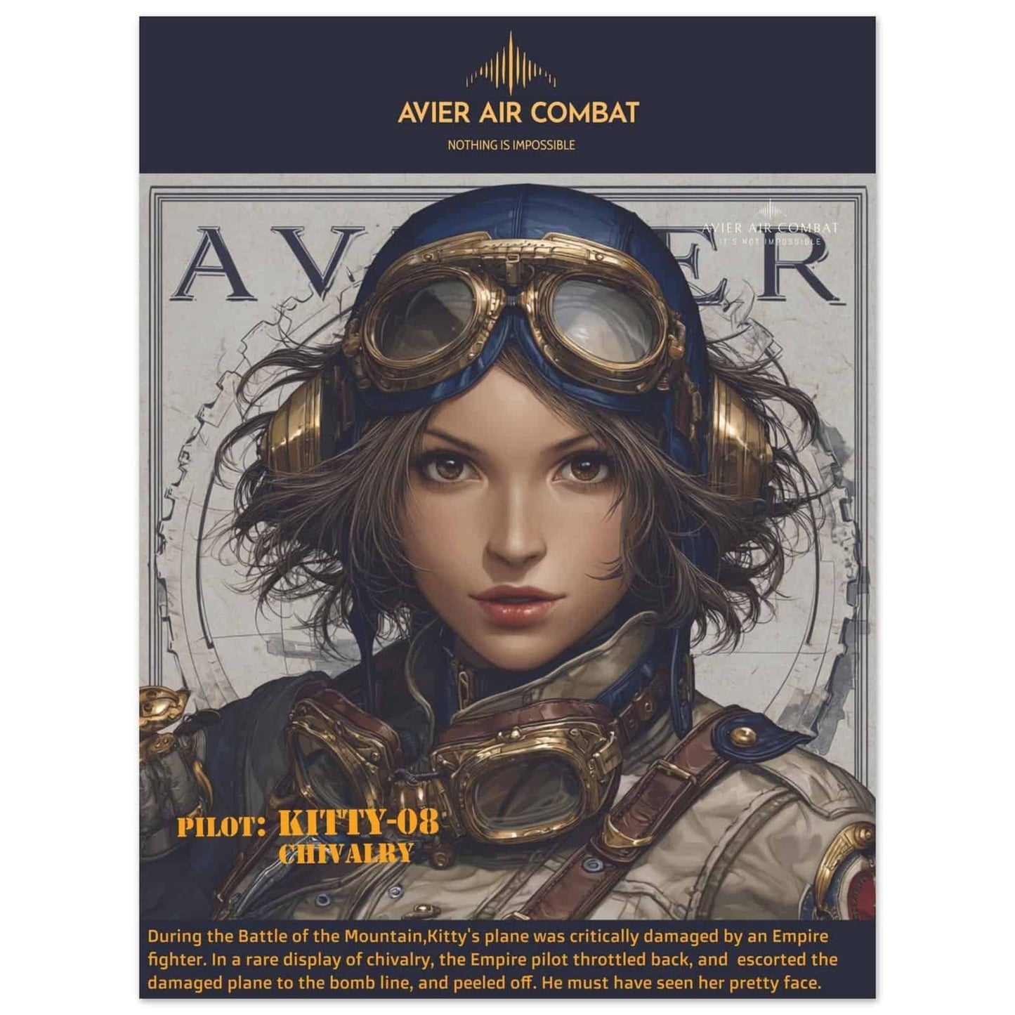 Avier Pilot : Kitty-08 C hivalry : Premium Matte Paper Poster 45x60 cm / 18x24″ image 0