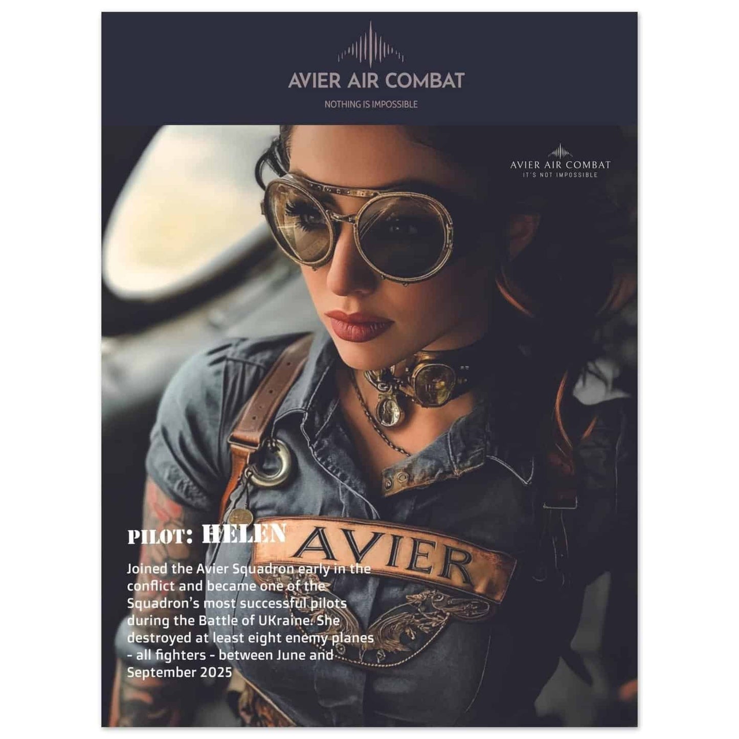 Avier Pilot : Helen : Premium Matte Paper Poster 45x60 cm / 18x24″ image 0