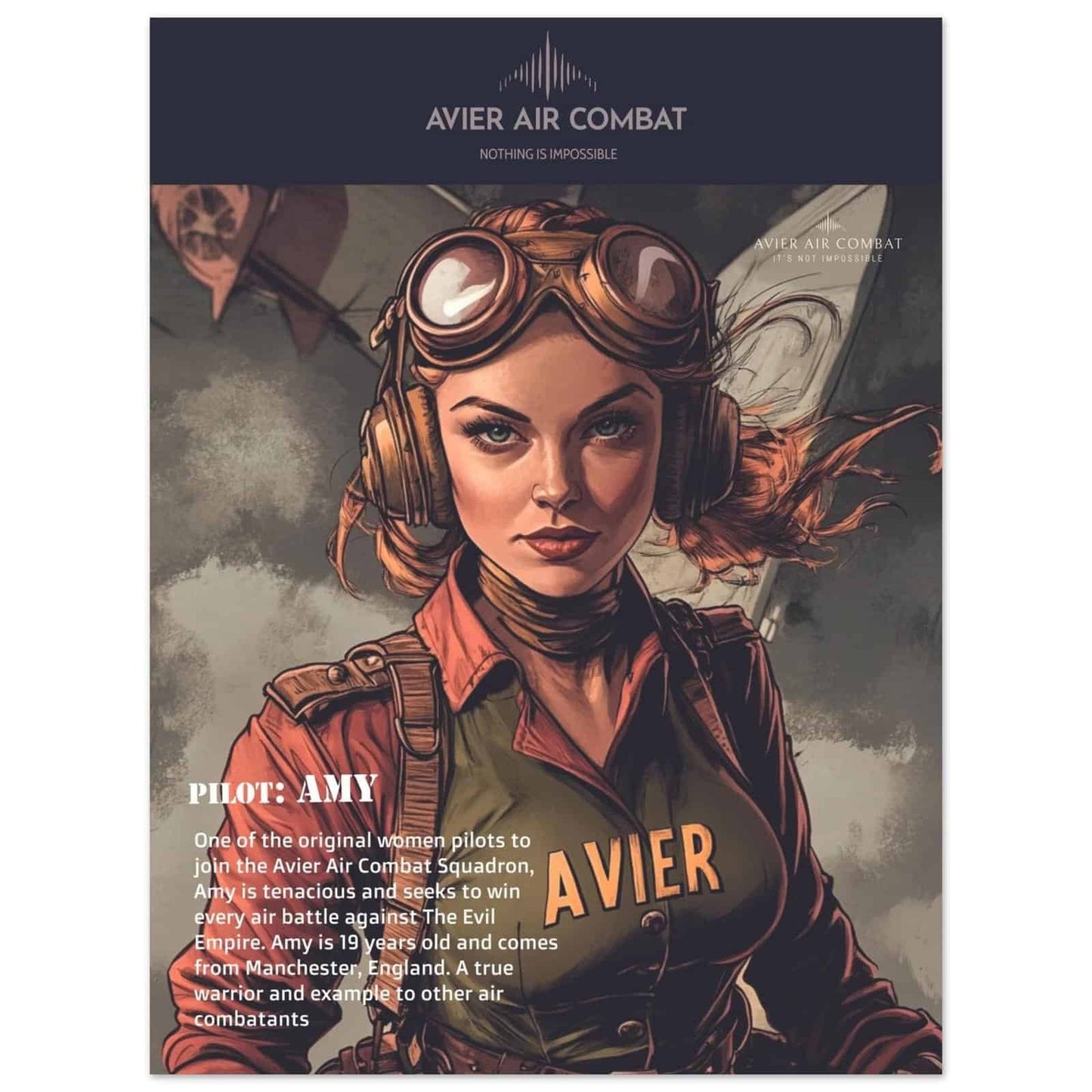 Avier Pilot : Amy : Premium Matte Paper Poster 45x60 cm / 18x24″ image 0