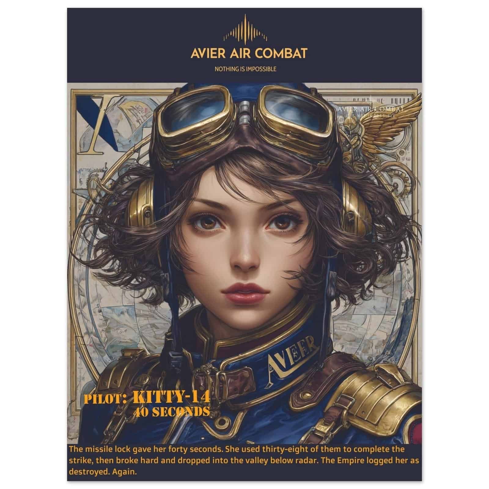 Avier Pilot :Kitty 14 40 Seconds  : Premium Matte Paper Poster 45x60 cm / 18x24″ image 0