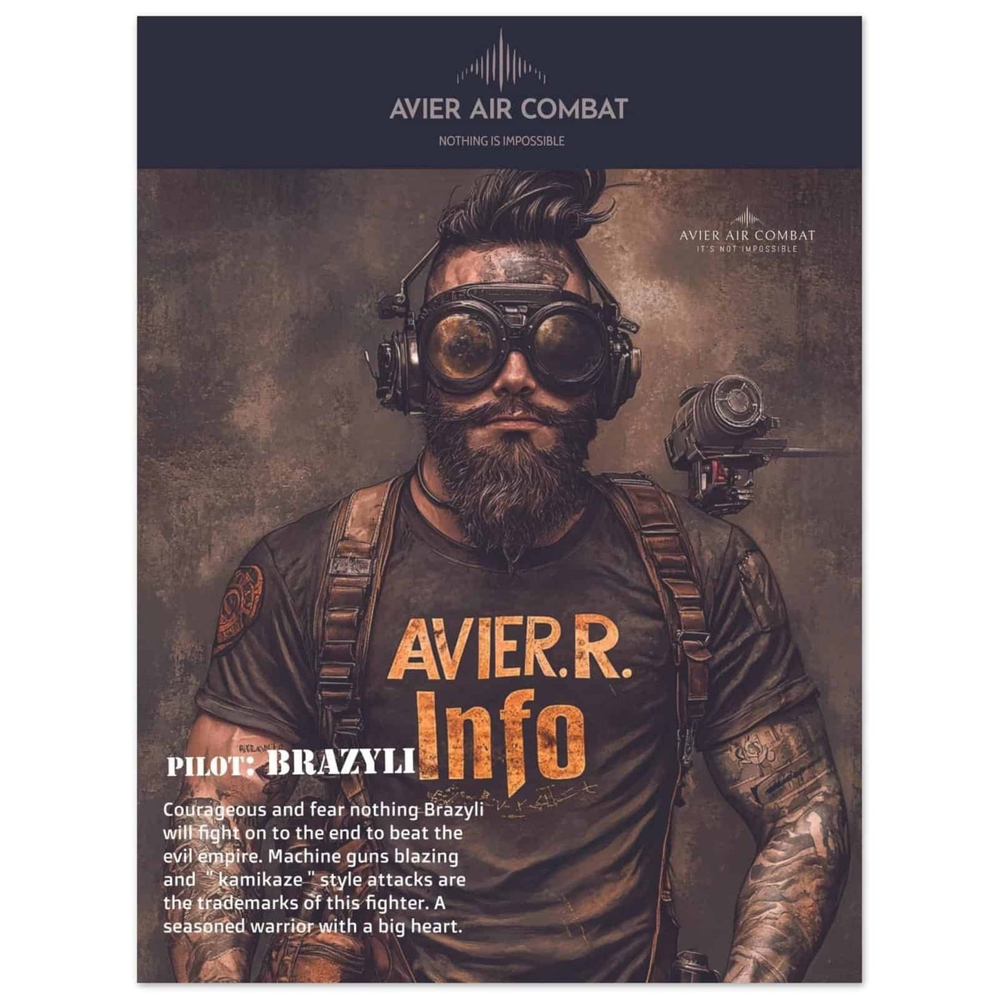 Avier Pilot  : Brazyli  :Premium Matte Paper Poster 45x60 cm / 18x24″ image 0