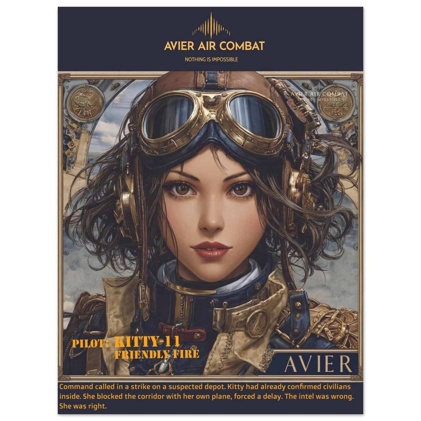 Avier Pilot : Kitty-11 Friendly Fire  : Premium Matte Paper Poster 45x60 cm / 18x24″ image 0