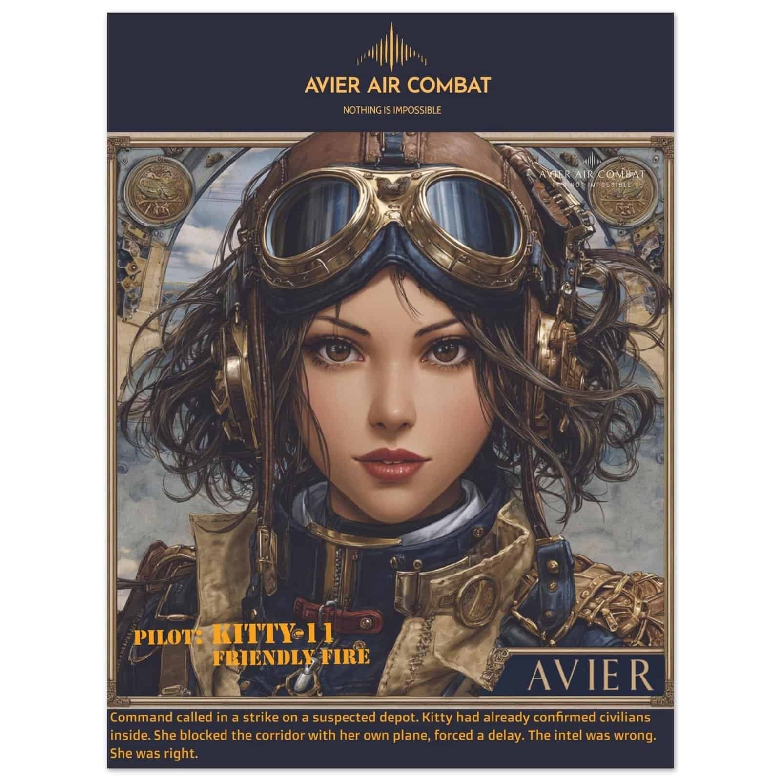 Avier Pilot : Kitty-11 Friendly Fire  : Premium Matte Paper Poster 45x60 cm / 18x24″ image 0