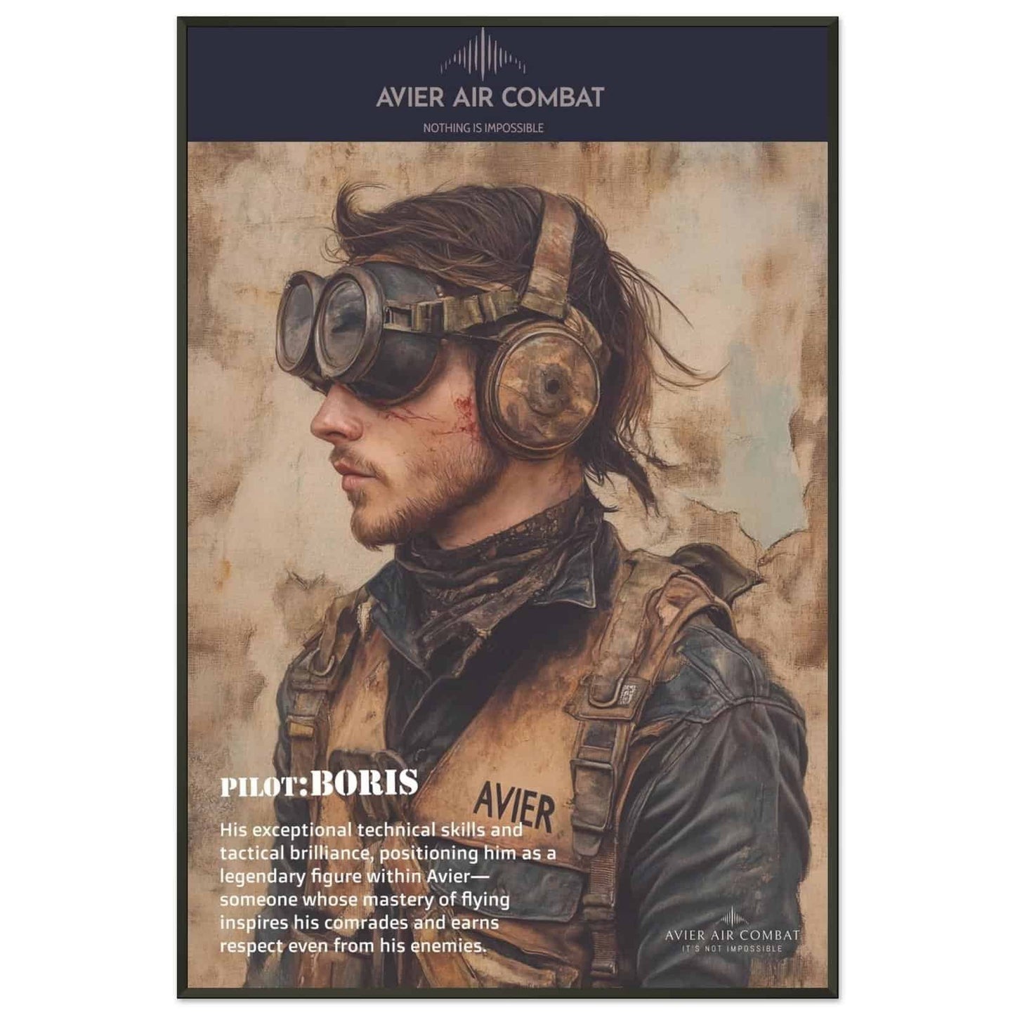 Avier Pilot: Boris : Matte Paper Metal Framed Poster 60x90 cm / 24x36″ image 0