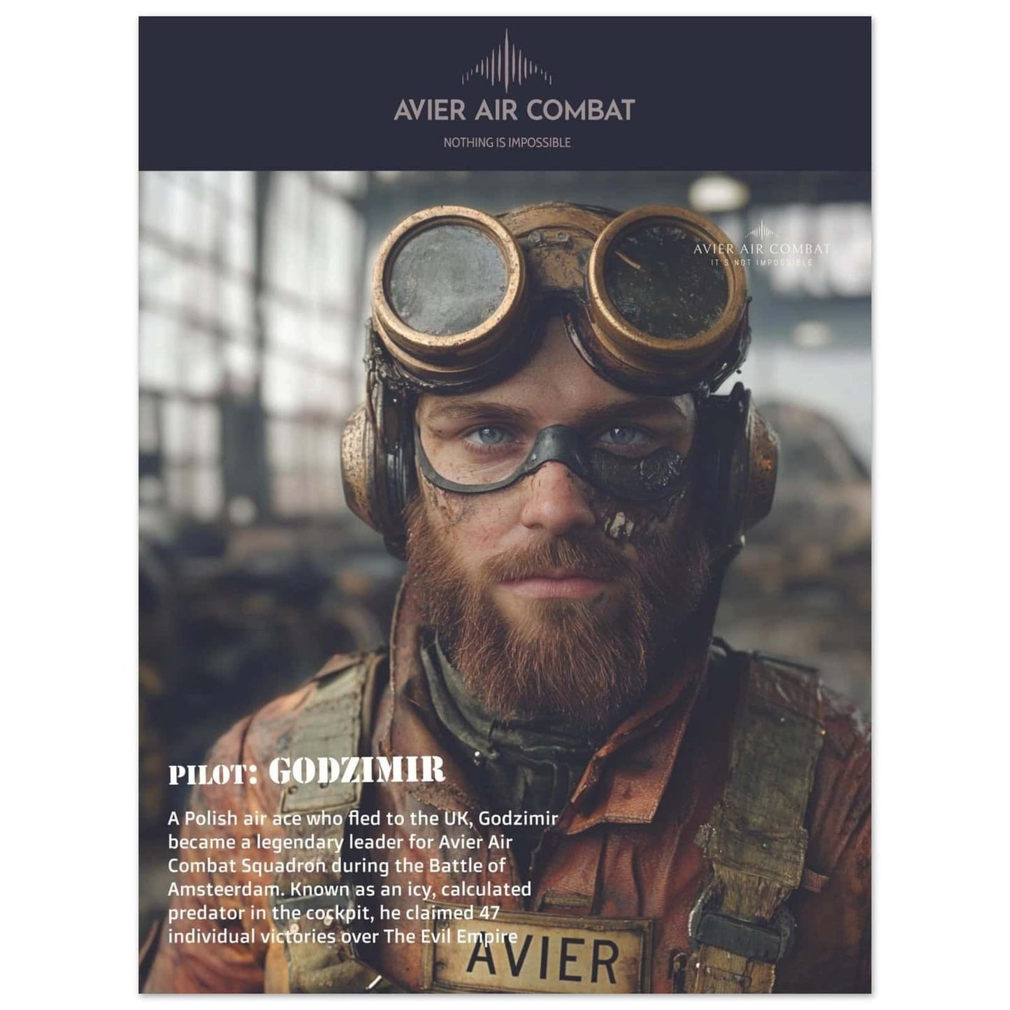 Avier Pilot : Godzimir : Premium Matte Paper Poster 45x60 cm / 18x24″ image 0