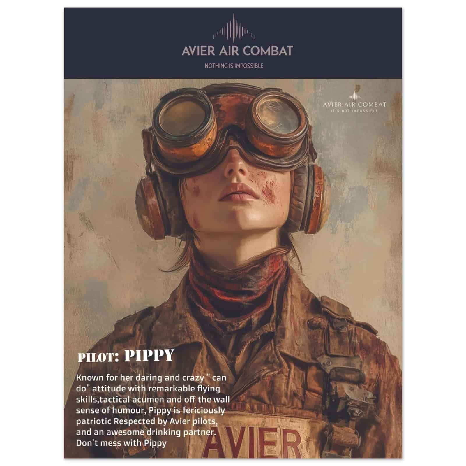 Avier Pilot : Pippy : Premium Matte Paper Poster 45x60 cm / 18x24″ image 0