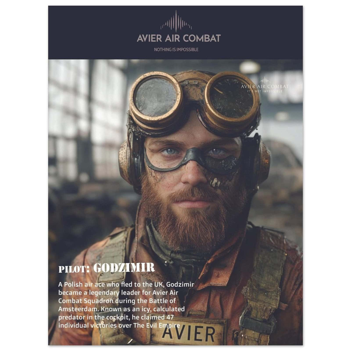 Avier Pilot : Godzimir : Premium Matte Paper Poster 45x60 cm / 18x24″