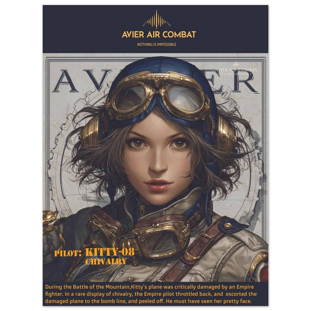 Avier Pilot : Kitty-08 Chivalry : Premium Matte Paper Poster 45x60 cm / 18x24″