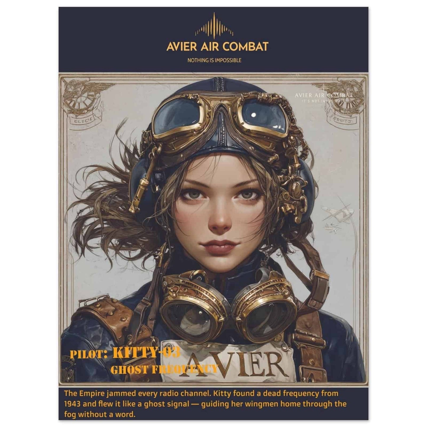 Avier Pilot : Kitty-03 Ghost  : Premium Matte Paper Poster 45x60 cm / 18x24″ image 0