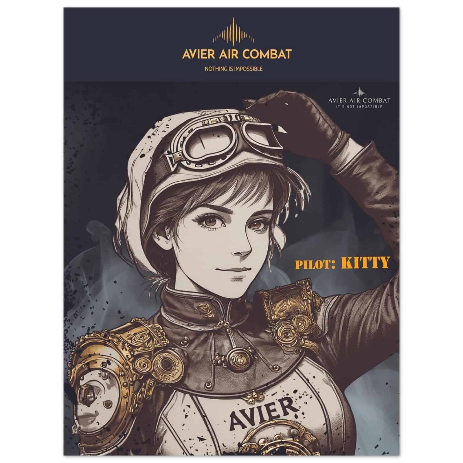 Avier Pilot : Kitty : Premium Matte Paper Poster 45x60 cm / 18x24″ image 0