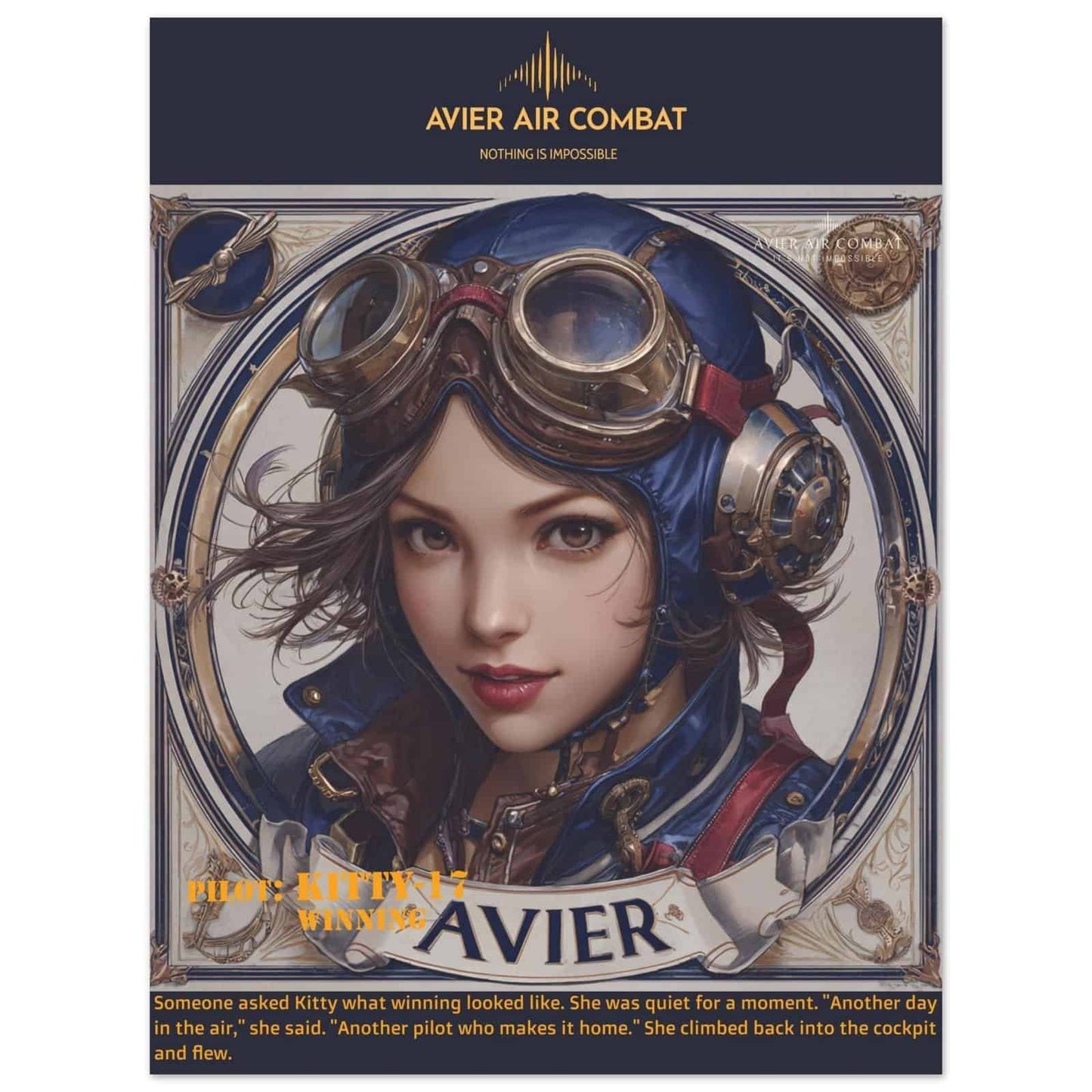 Avier Pilot : Kitty 17 Winning  : Premium Matte Paper Poster 45x60 cm / 18x24″ image 0