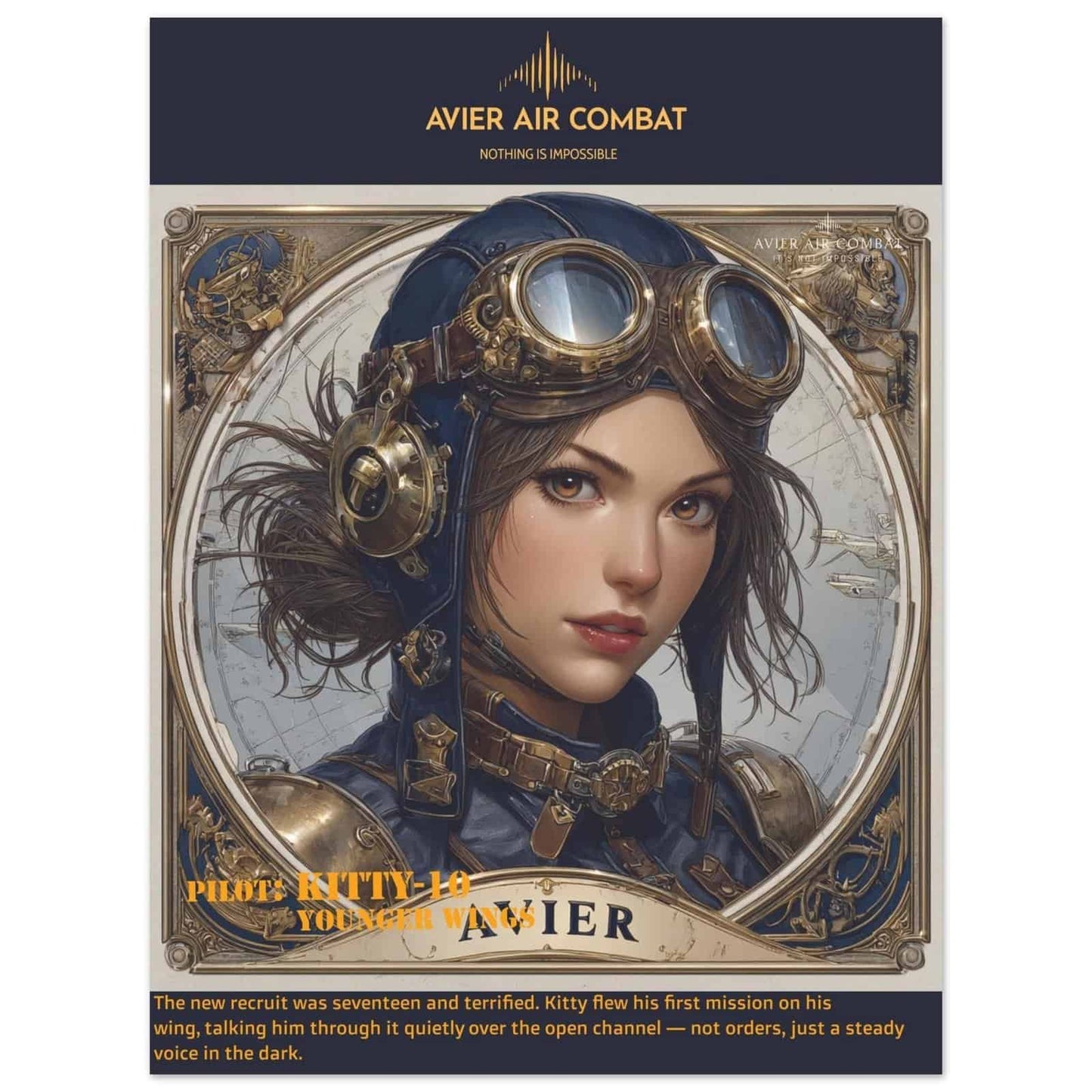Avier Pilot : Kitty-10 Younger Wings : Premium Matte Paper Poster 45x60 cm / 18x24″ image 0