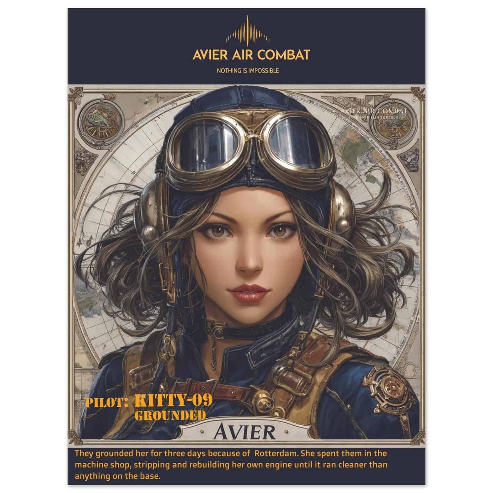 Avier Pilot : Kitty-09  Grounded : Premium Matte Paper Poster 45x60 cm / 18x24″ image 0