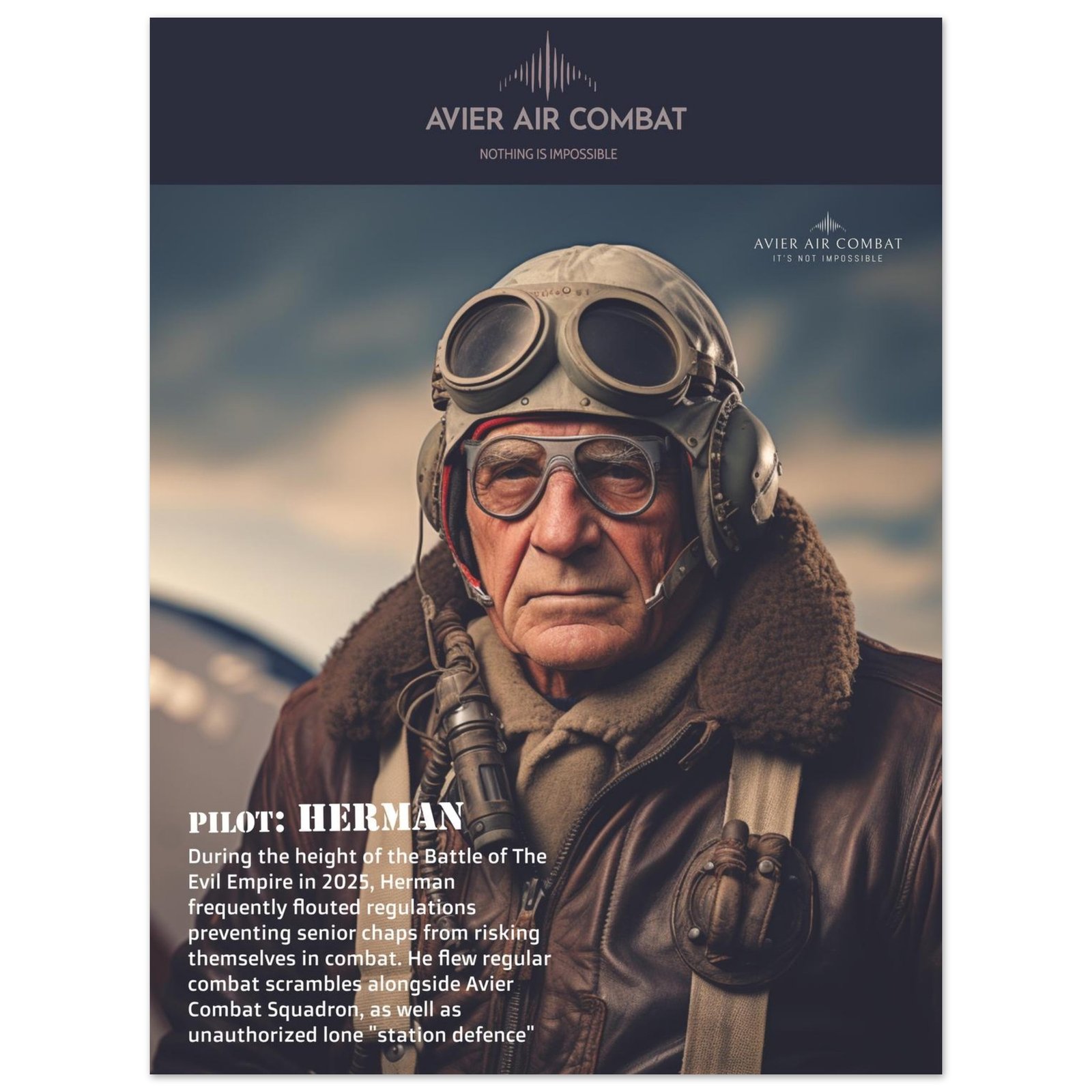 Avier Pilot : Herman : Premium Matte Paper Poster 45x60 cm / 18x24″